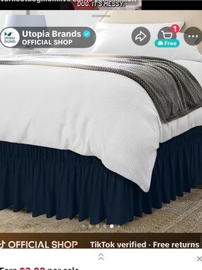 Utopia Brands navy blue/black full size bed skirt